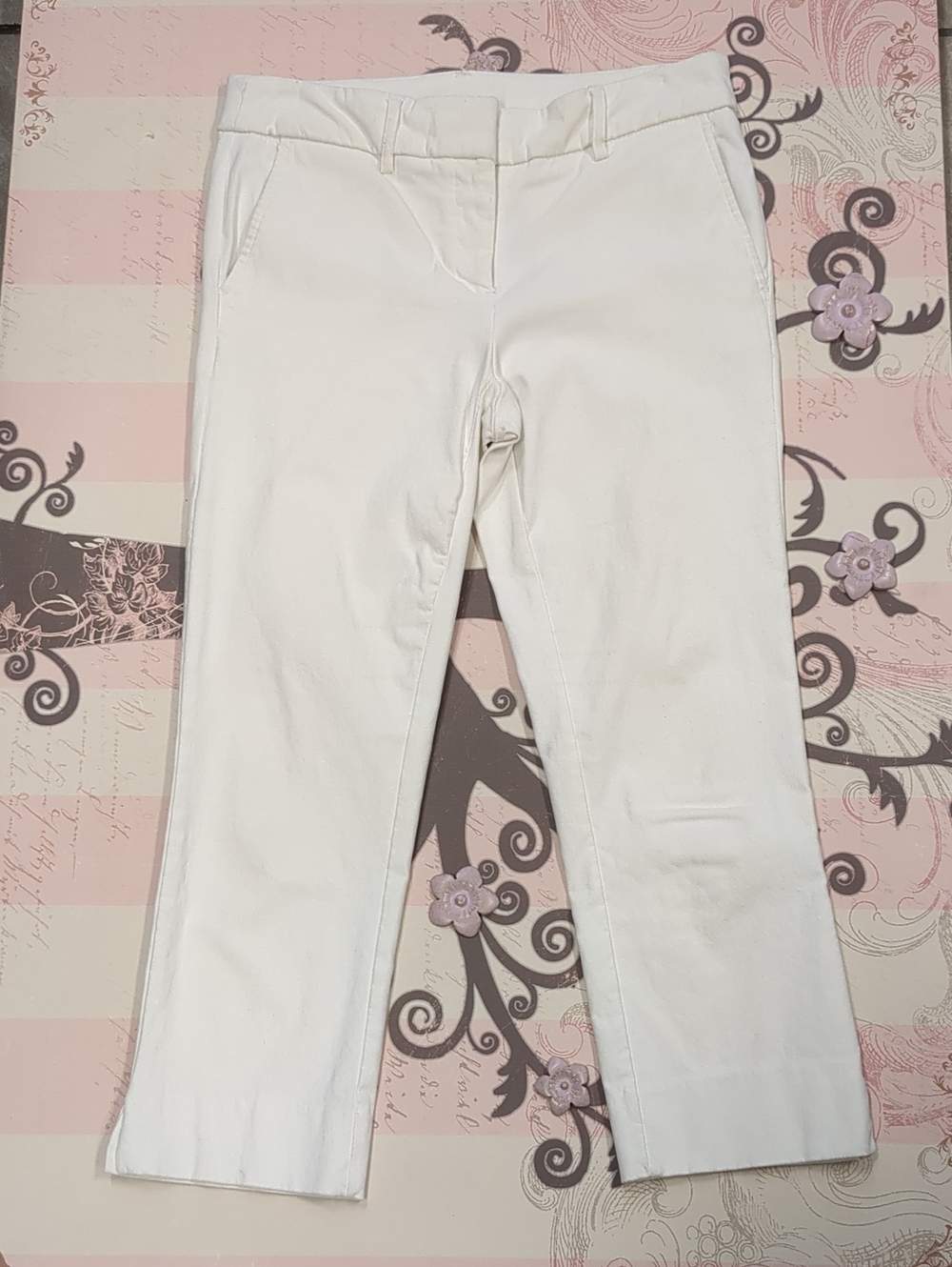 Rachel Zoe White Crop Straight-Leg Capris